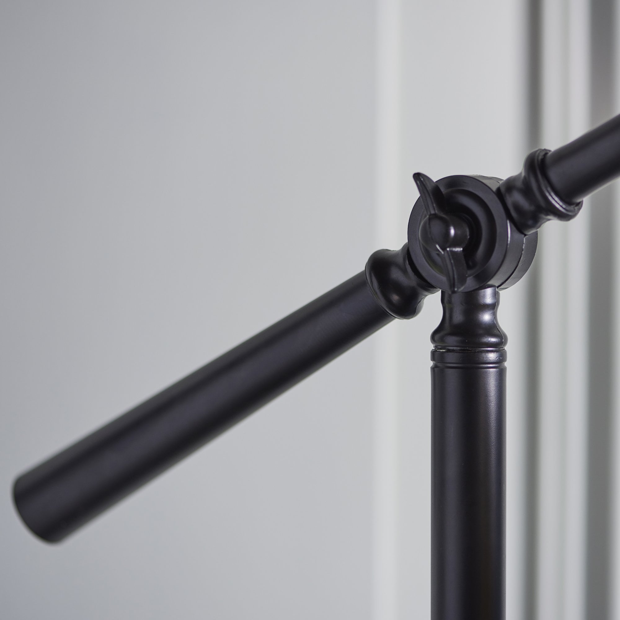 74355 Dark Star Task Floor Lamp Satin Black Tiffany Style Glass