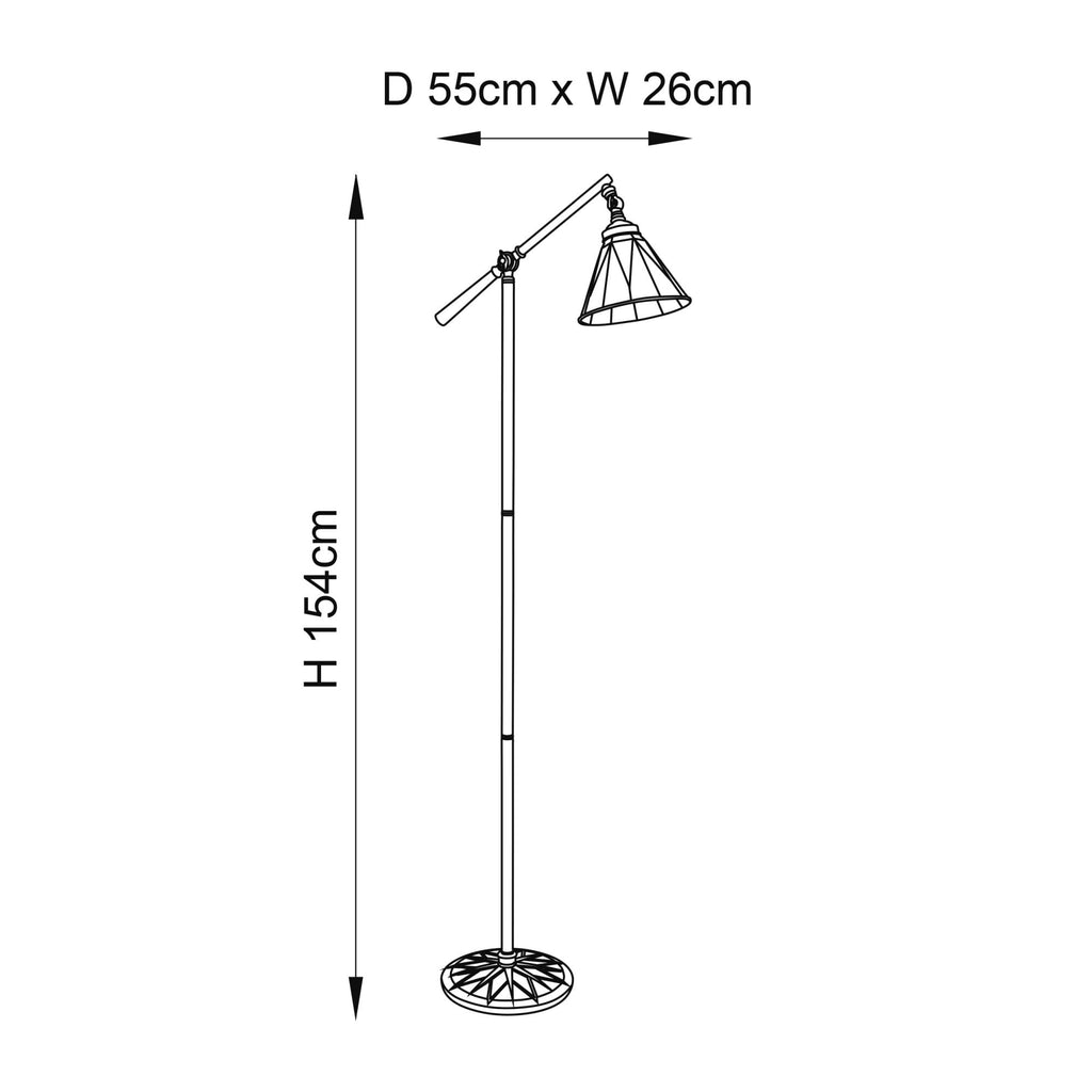 74355 Dark Star Task Floor Lamp Satin Black Tiffany Style Glass
