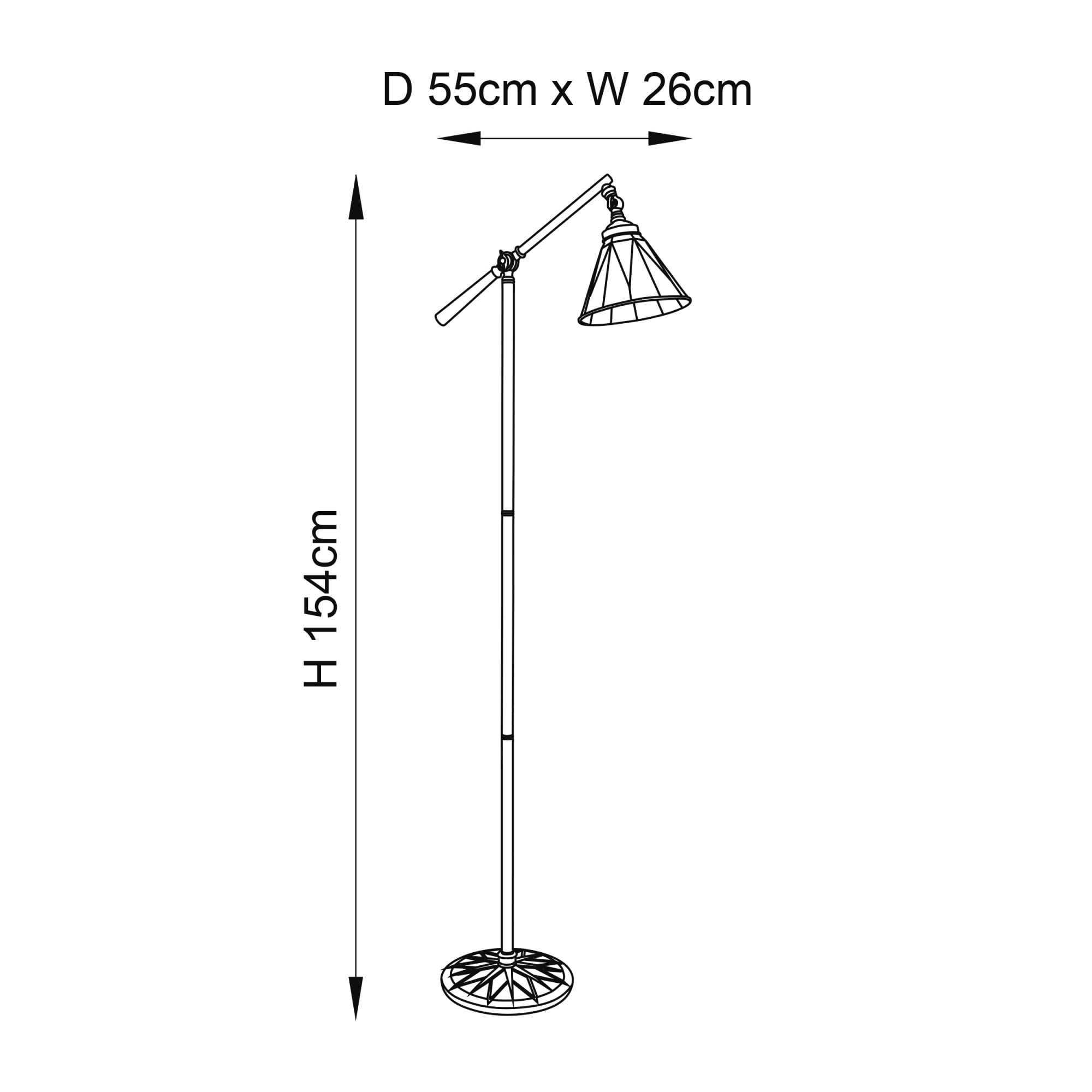 74355 Dark Star Task Floor Lamp Satin Black Tiffany Style Glass