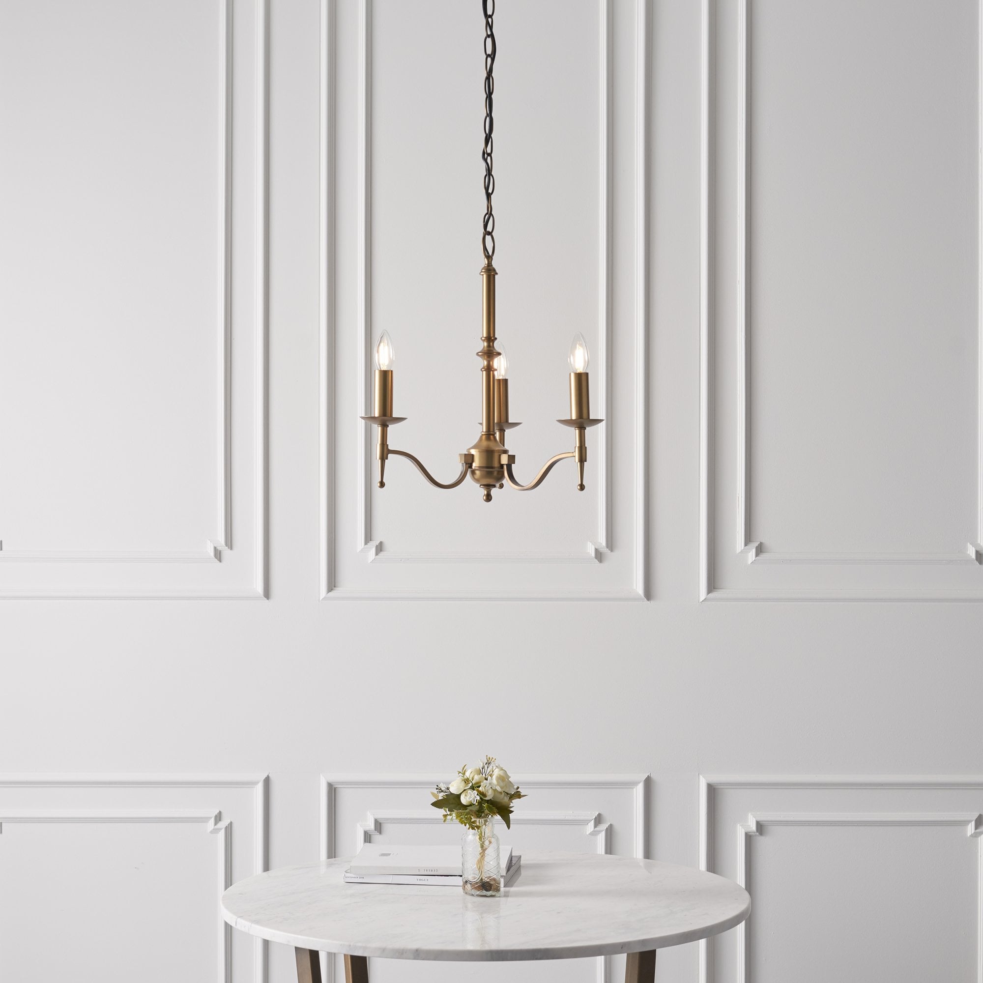 CA1P3B Stanford 3 Light Chandelier Antique Brass