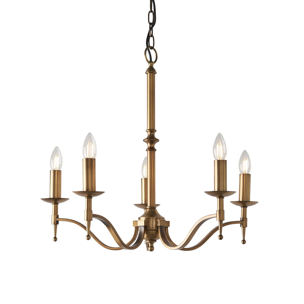 CA1P5B Stanford 5 Light Chandelier Antique Brass