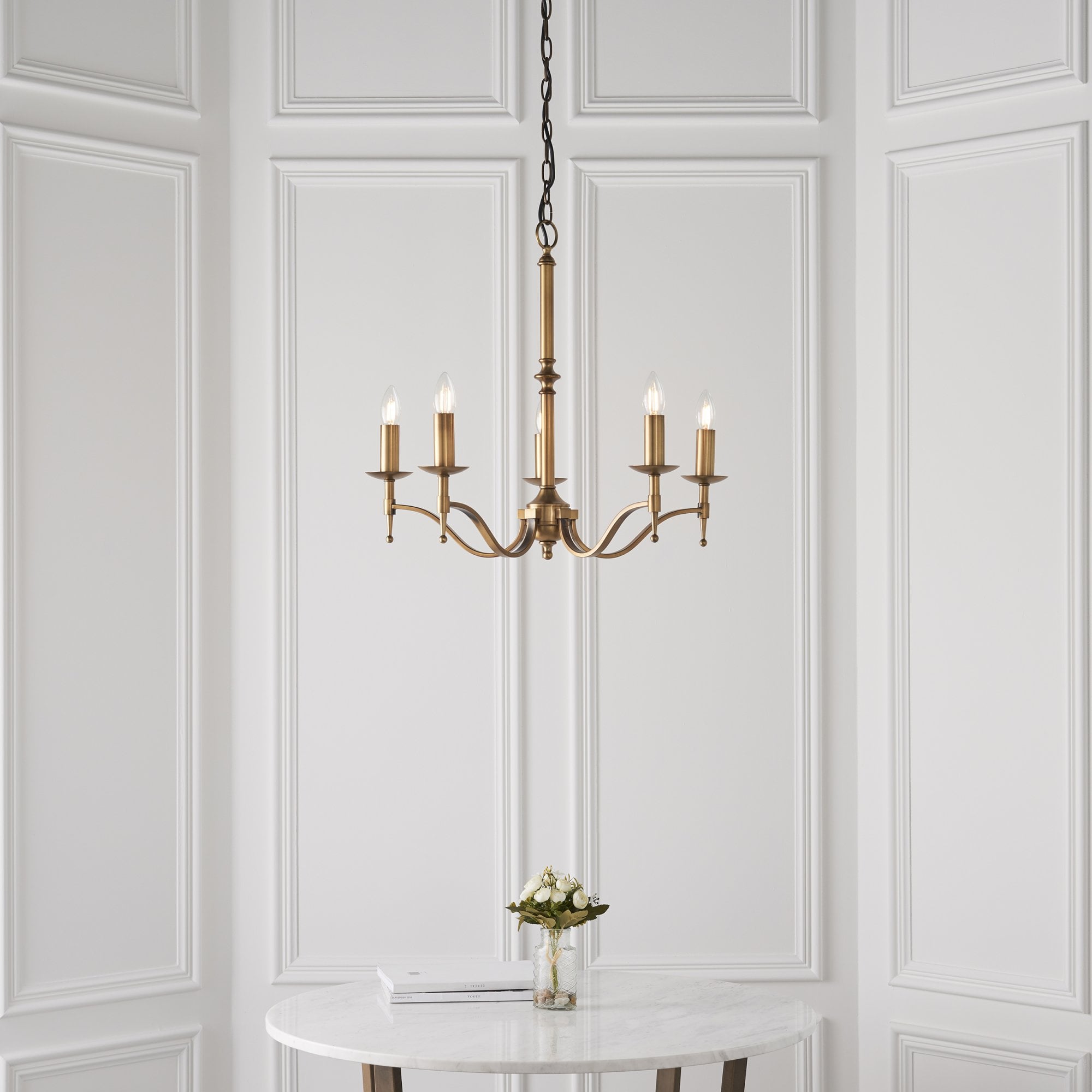 CA1P5B Stanford 5 Light Chandelier Antique Brass