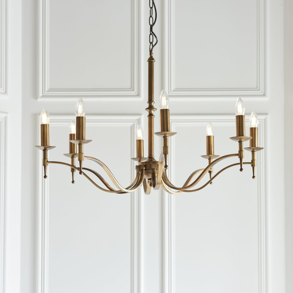 CA1P8B Stanford 8 Light Chandelier Antique Brass