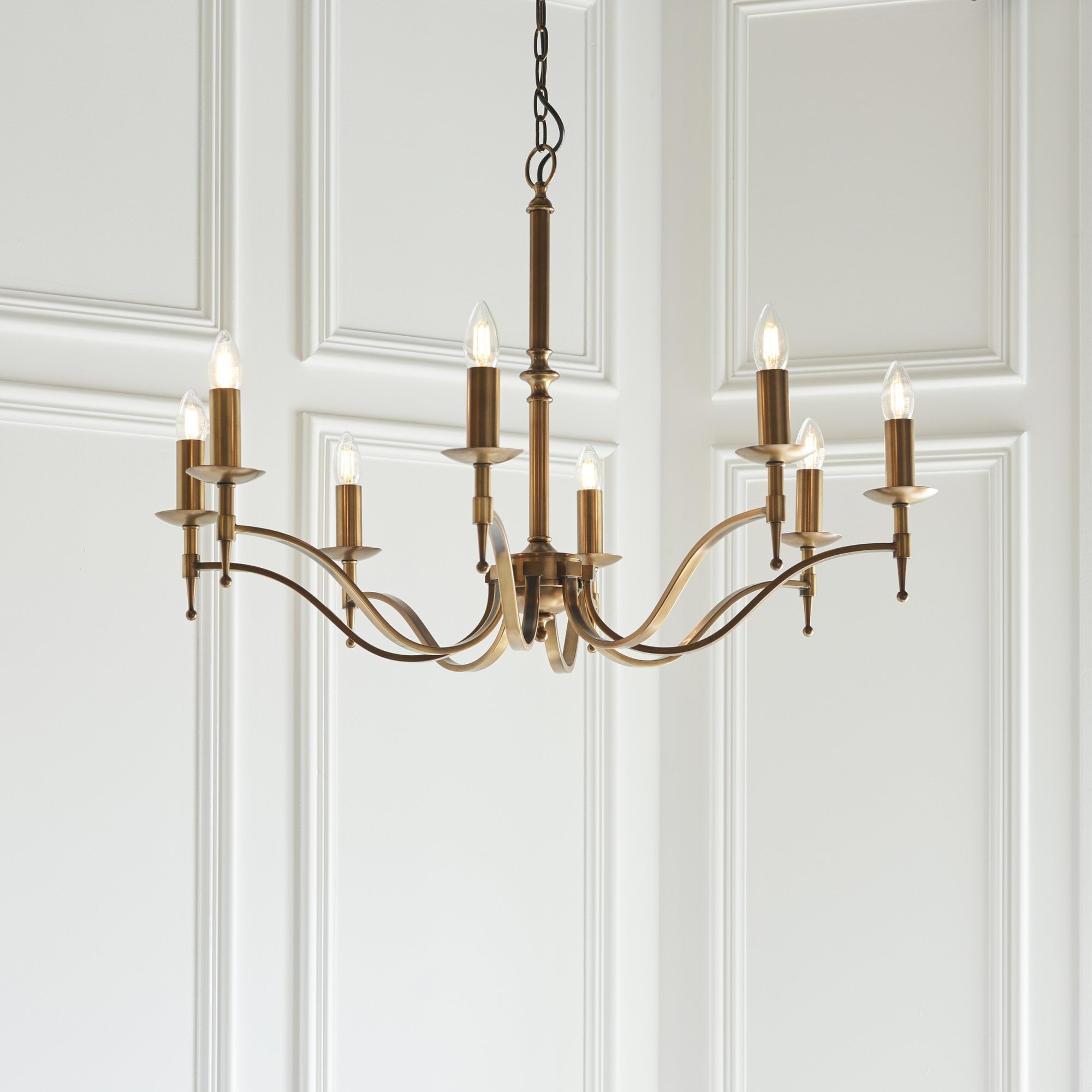 CA1P8B Stanford 8 Light Chandelier Antique Brass