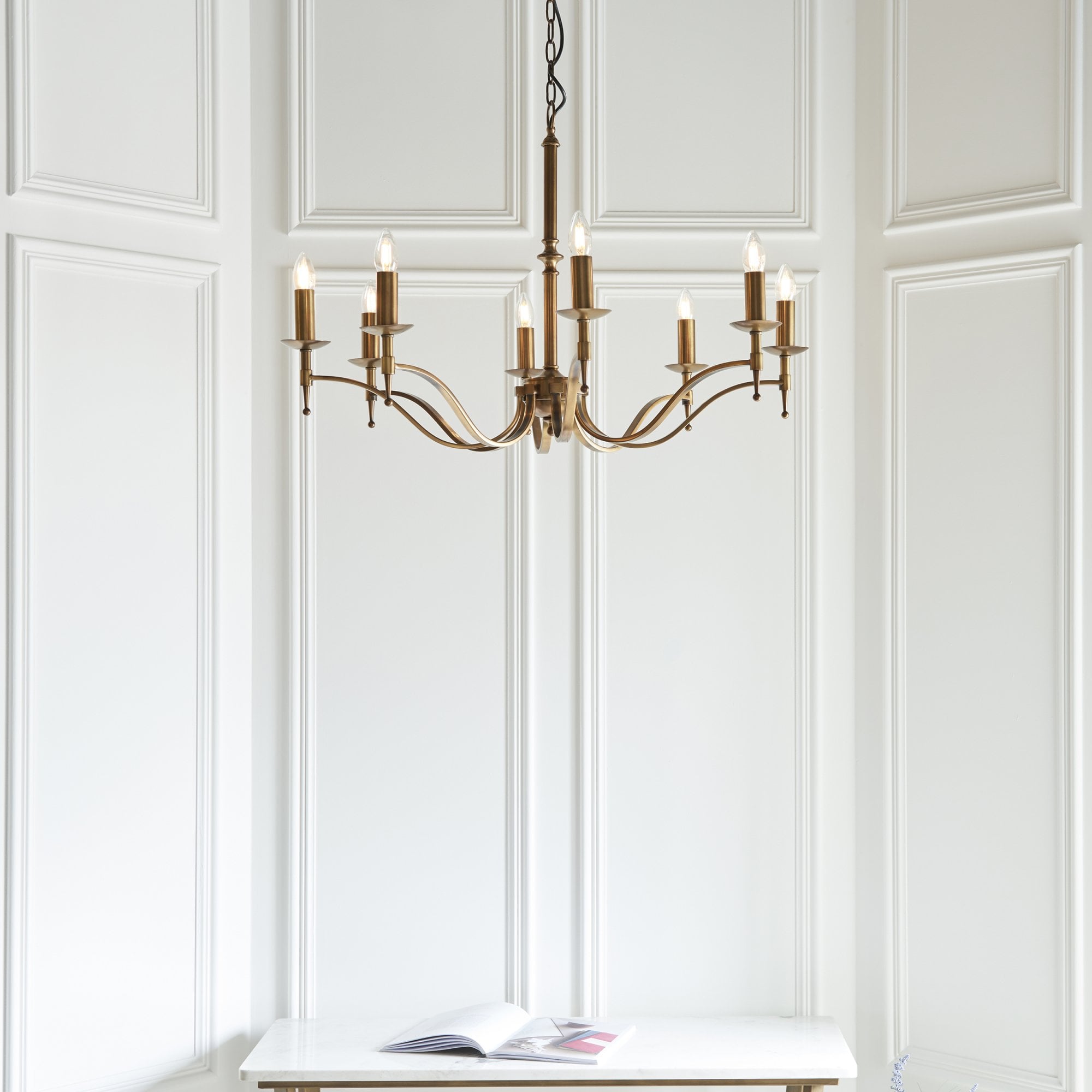 CA1P8B Stanford 8 Light Chandelier Antique Brass