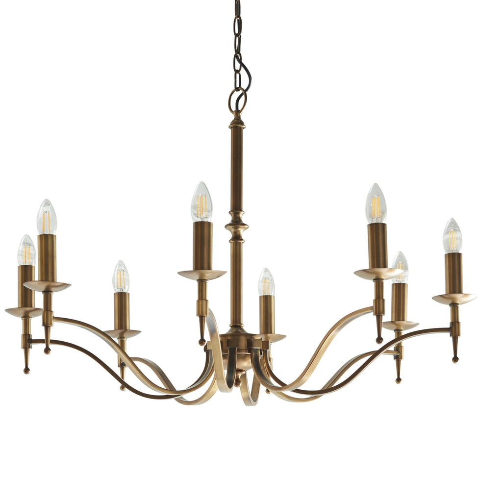CA1P8B Stanford 8 Light Chandelier Antique Brass