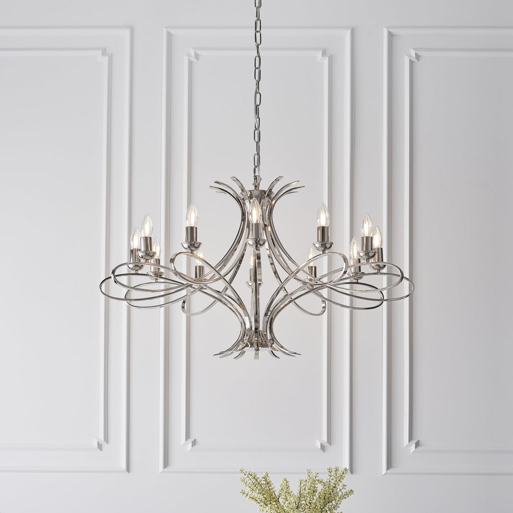 CA7P12N Penn 12 Light Chandelier Polished Nickel