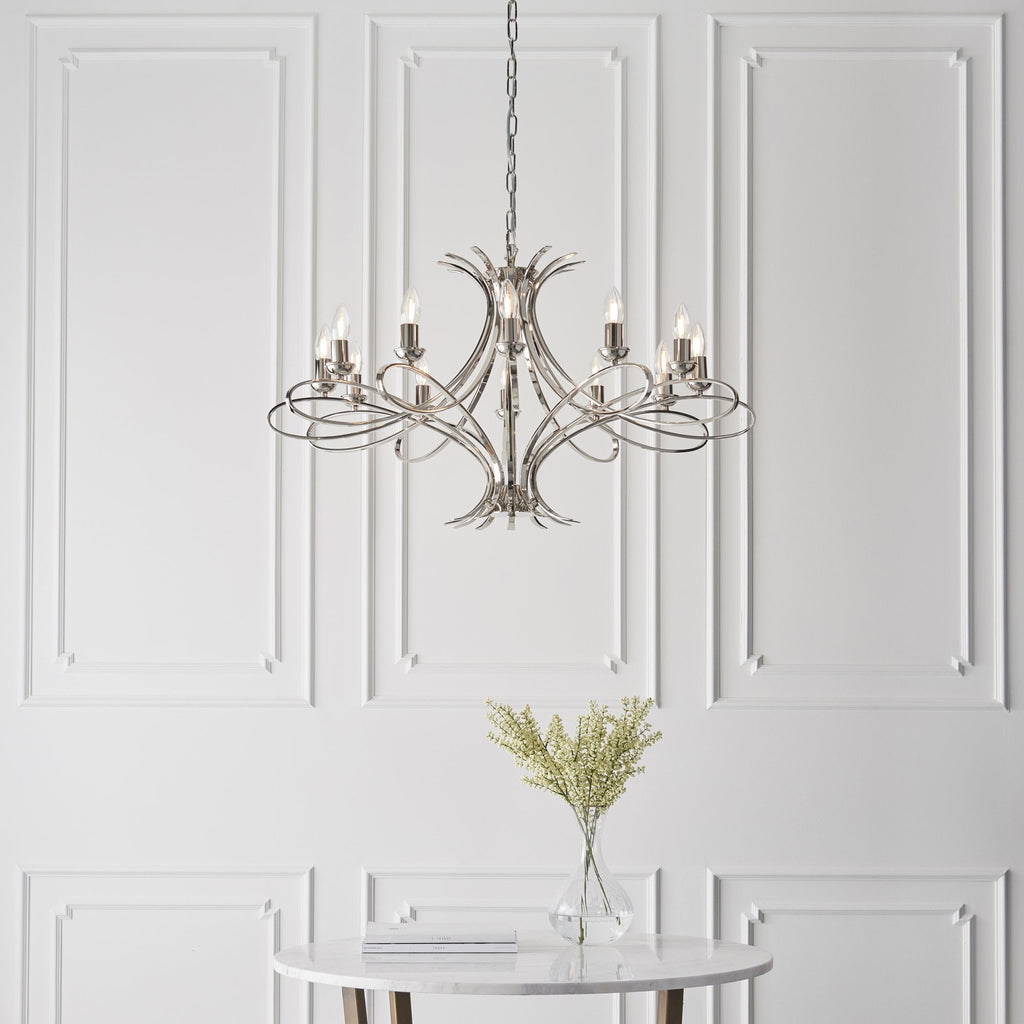 CA7P12N Penn 12 Light Chandelier Polished Nickel