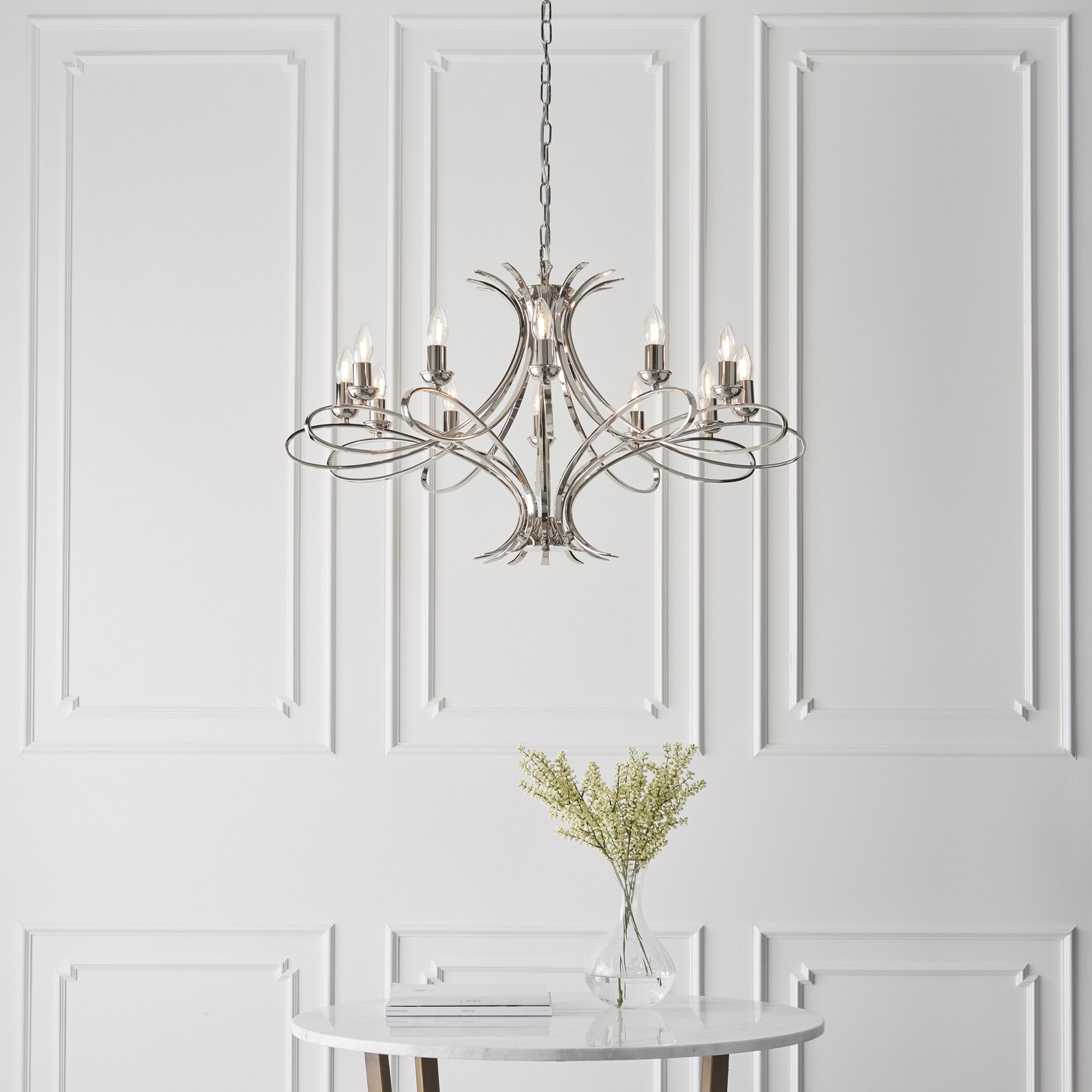 CA7P12N Penn 12 Light Chandelier Polished Nickel
