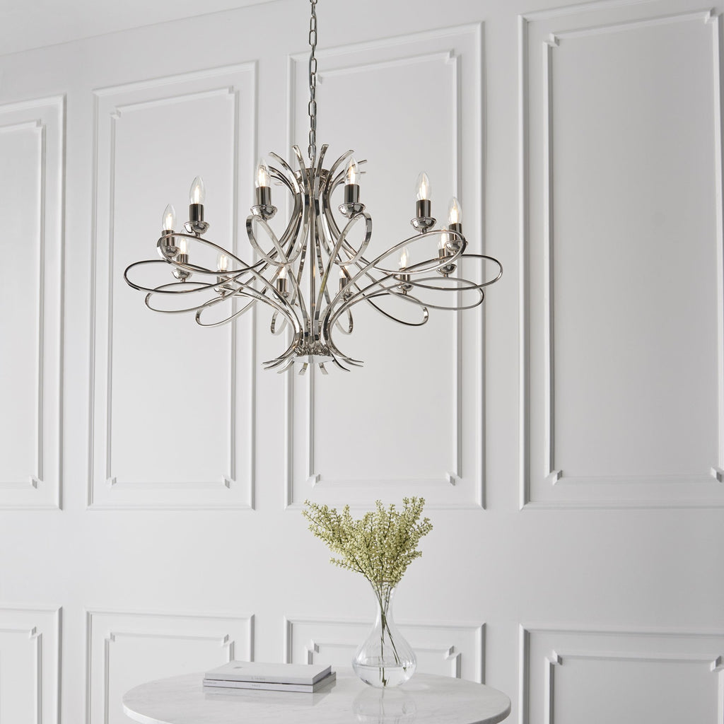 CA7P12N Penn 12 Light Chandelier Polished Nickel