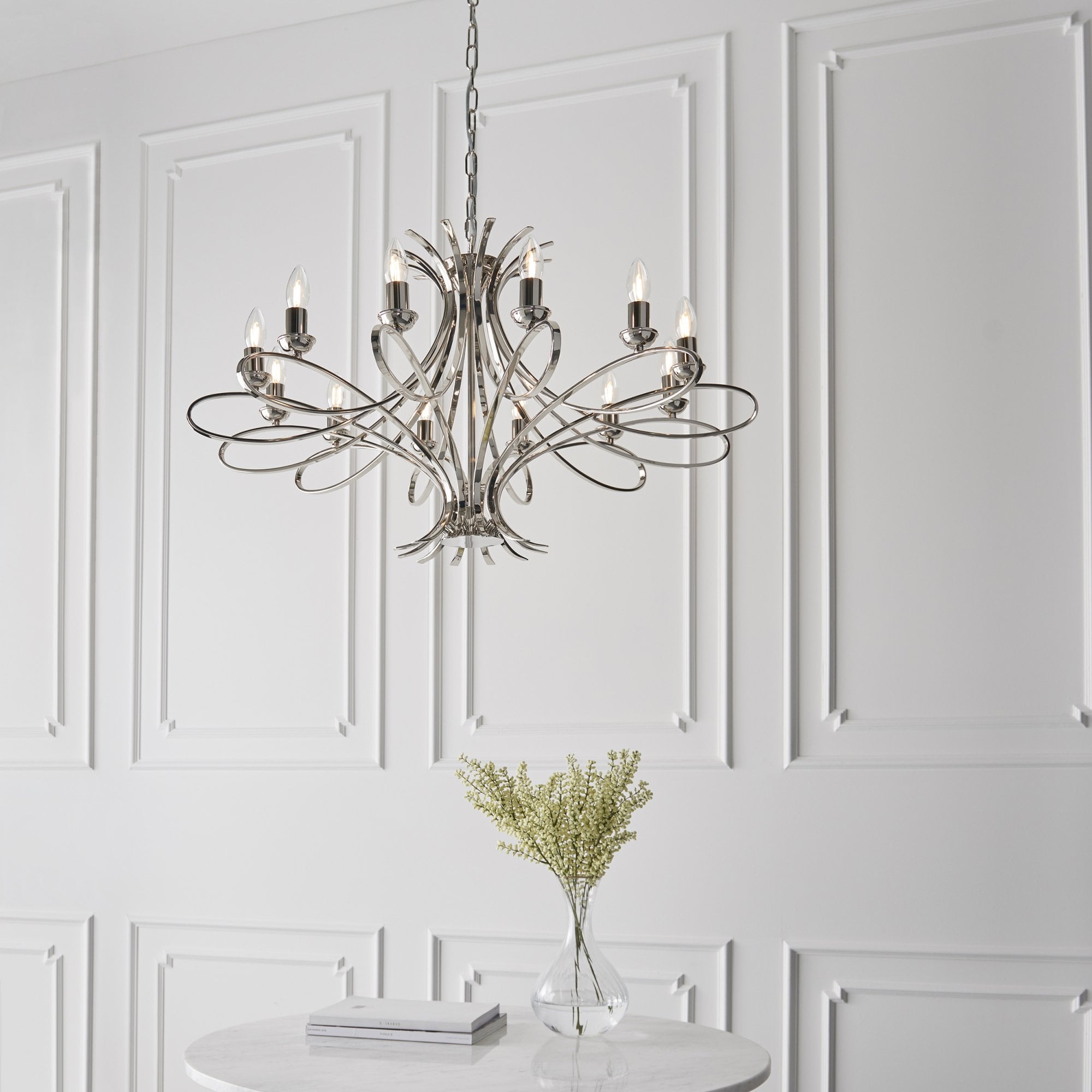 CA7P12N Penn 12 Light Chandelier Polished Nickel