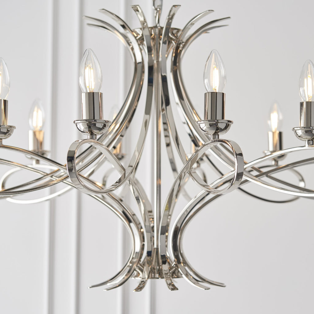 CA7P12N Penn 12 Light Chandelier Polished Nickel