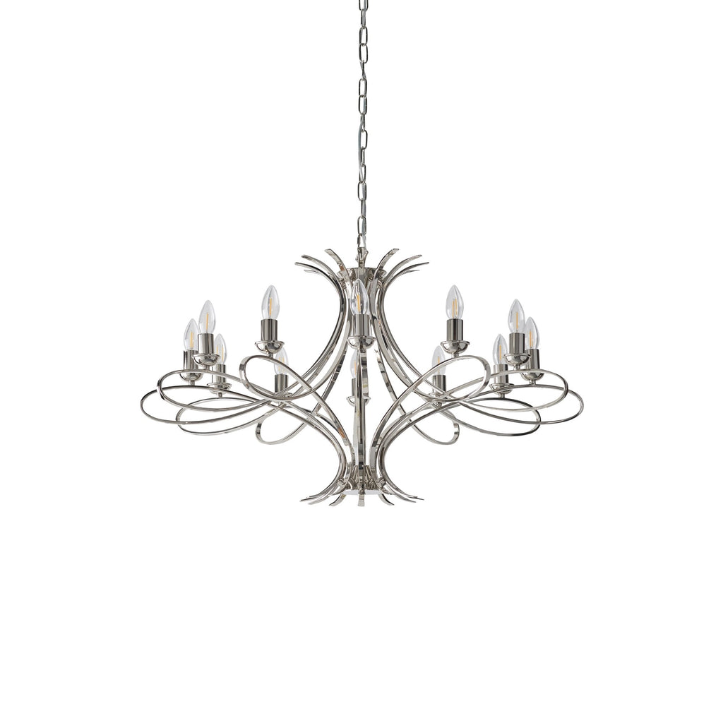 CA7P12N Penn 12 Light Chandelier Polished Nickel