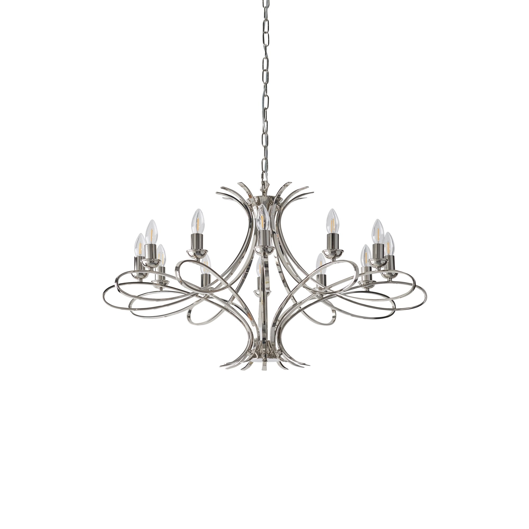 CA7P12N Penn 12 Light Chandelier Polished Nickel