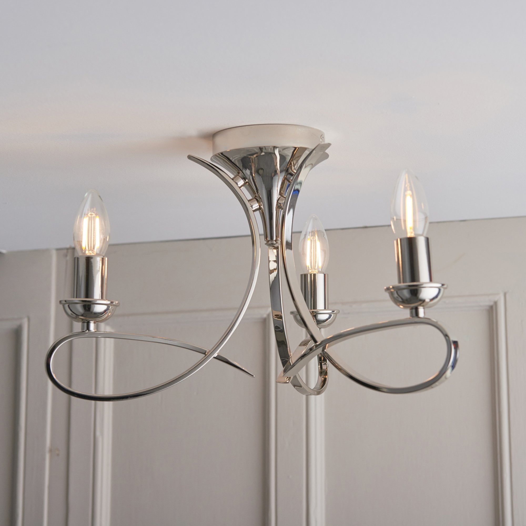 CA7P3N Penn 3 Light Semi Flush Polished Nickel