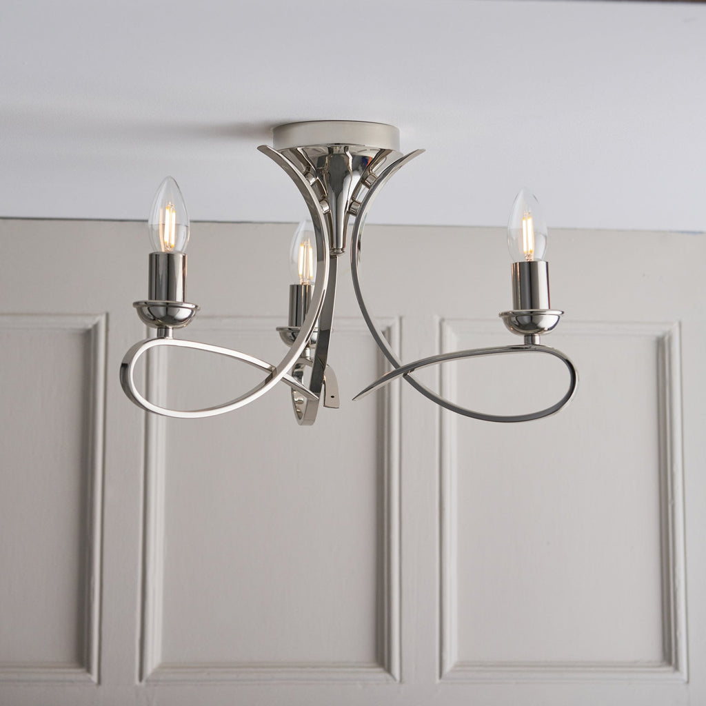 CA7P3N Penn 3 Light Semi Flush Polished Nickel