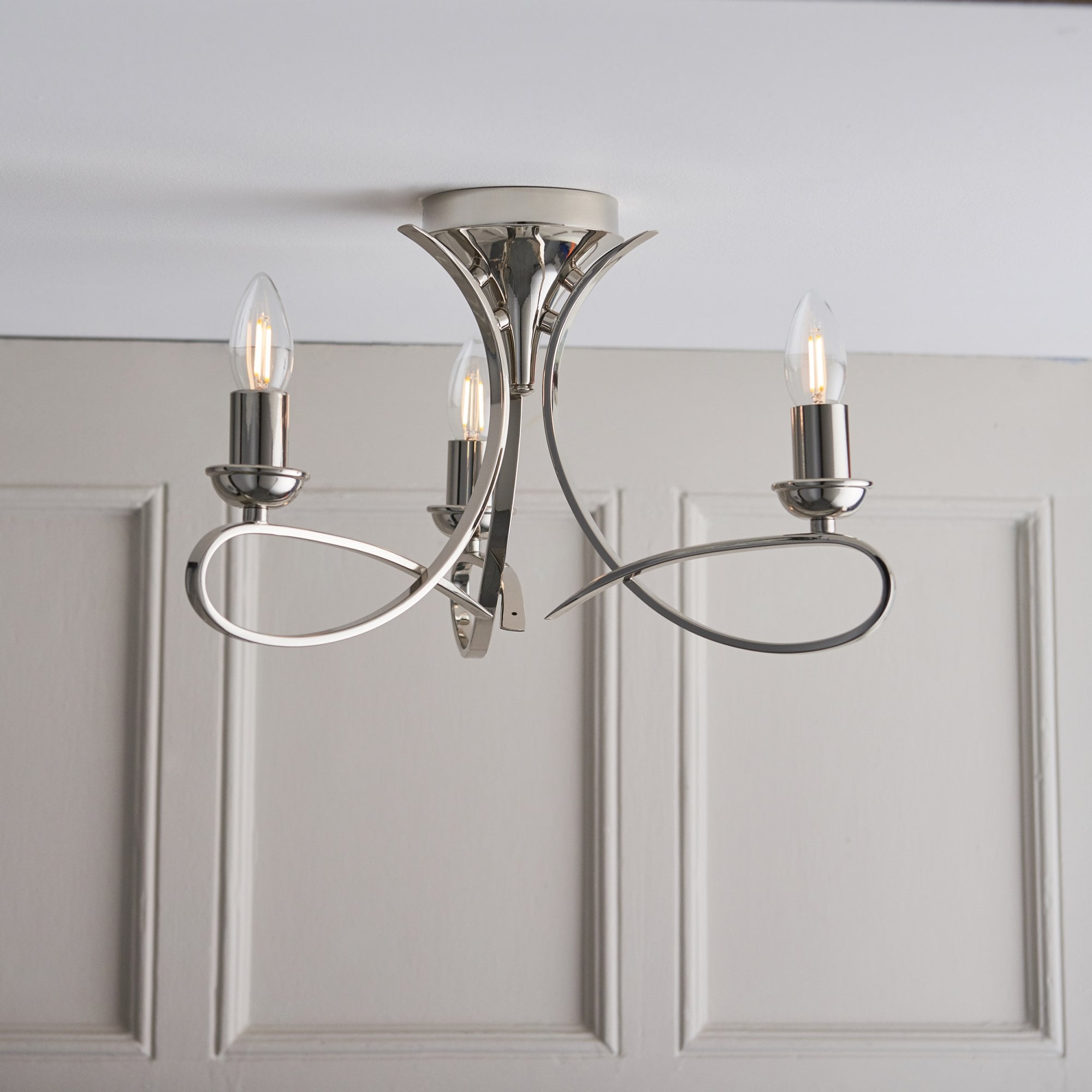 CA7P3N Penn 3 Light Semi Flush Polished Nickel