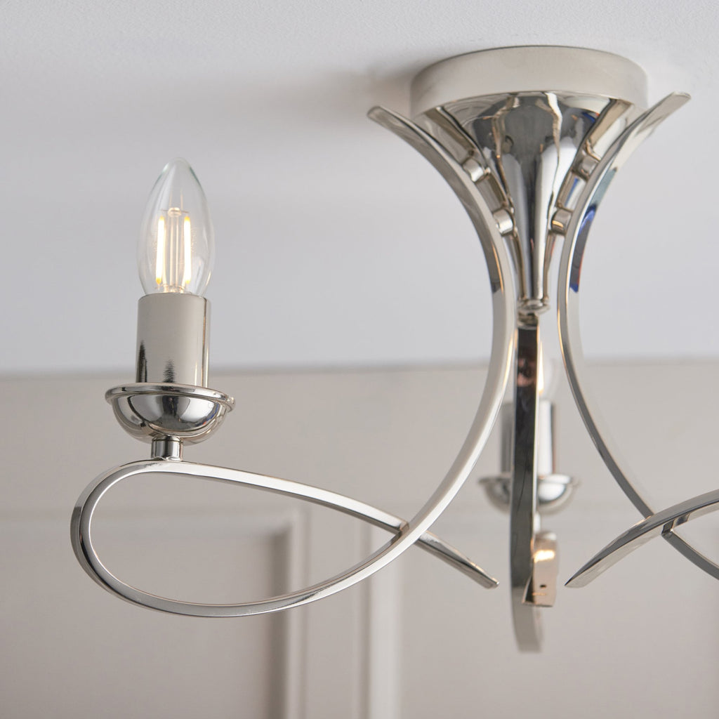 CA7P3N Penn 3 Light Semi Flush Polished Nickel