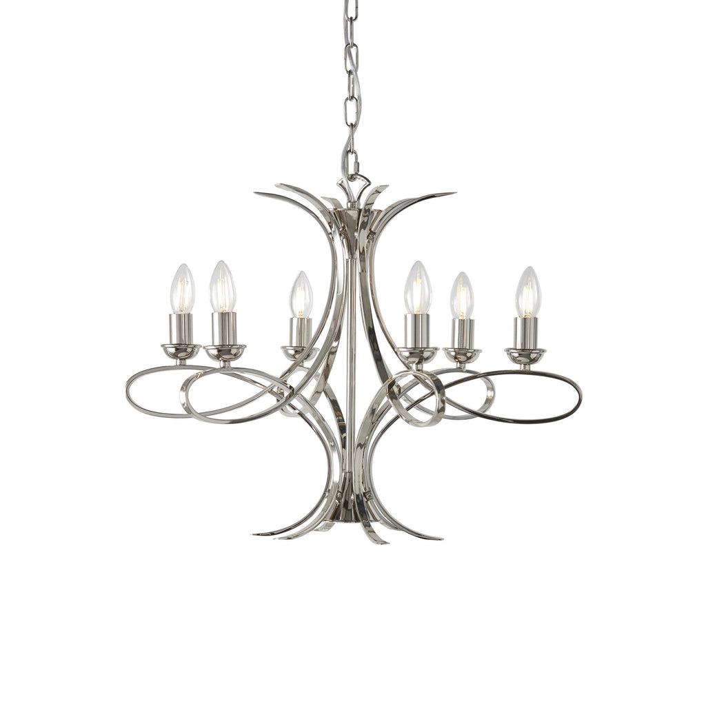 CA7P6N Penn 6 Light Chandelier Polished Nickel
