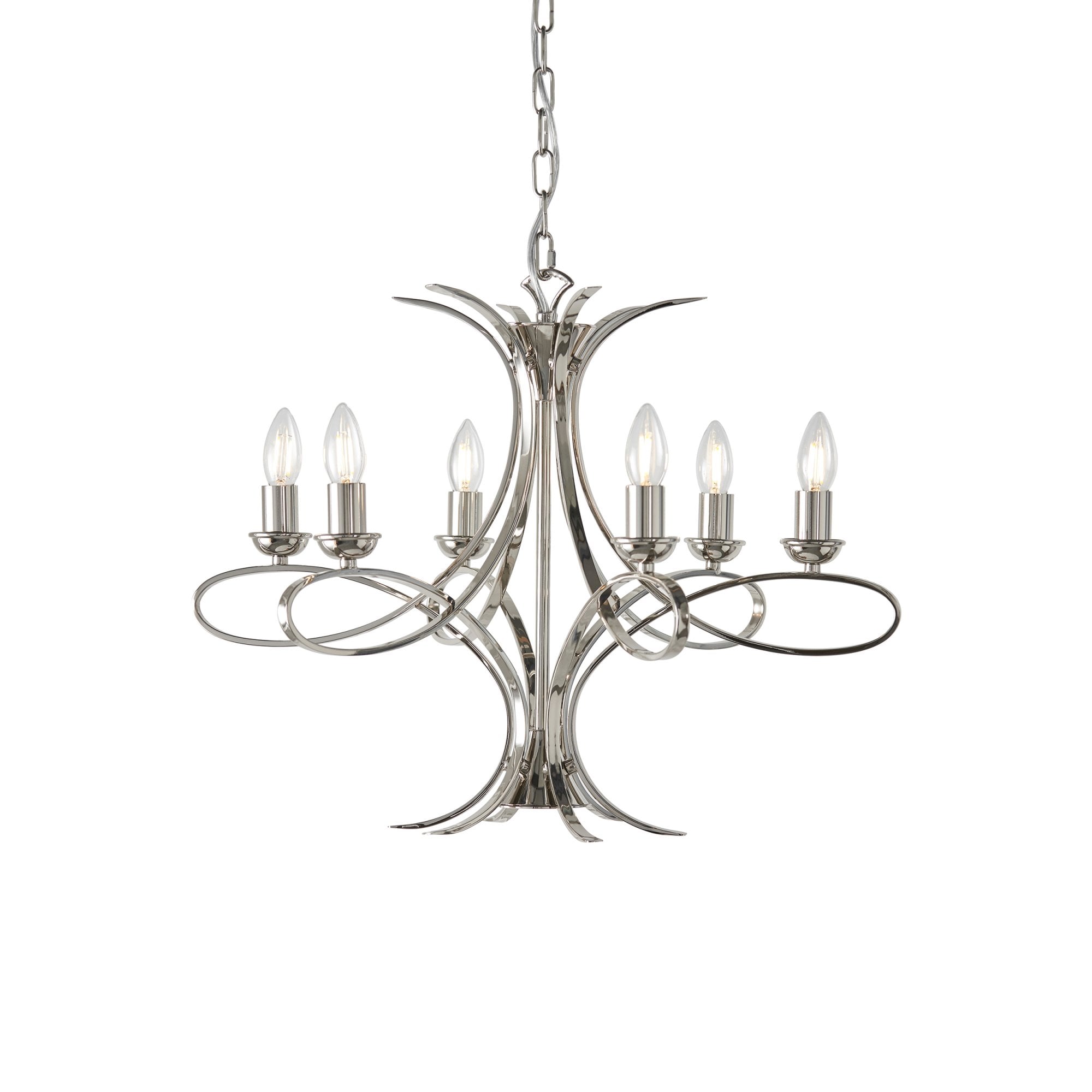 CA7P6N Penn 6 Light Chandelier Polished Nickel