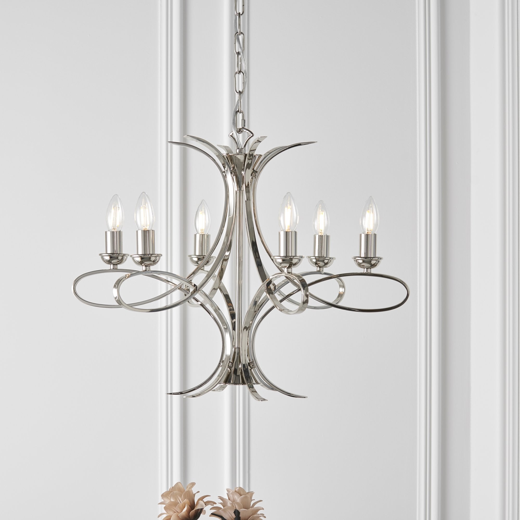 CA7P6N Penn 6 Light Chandelier Polished Nickel