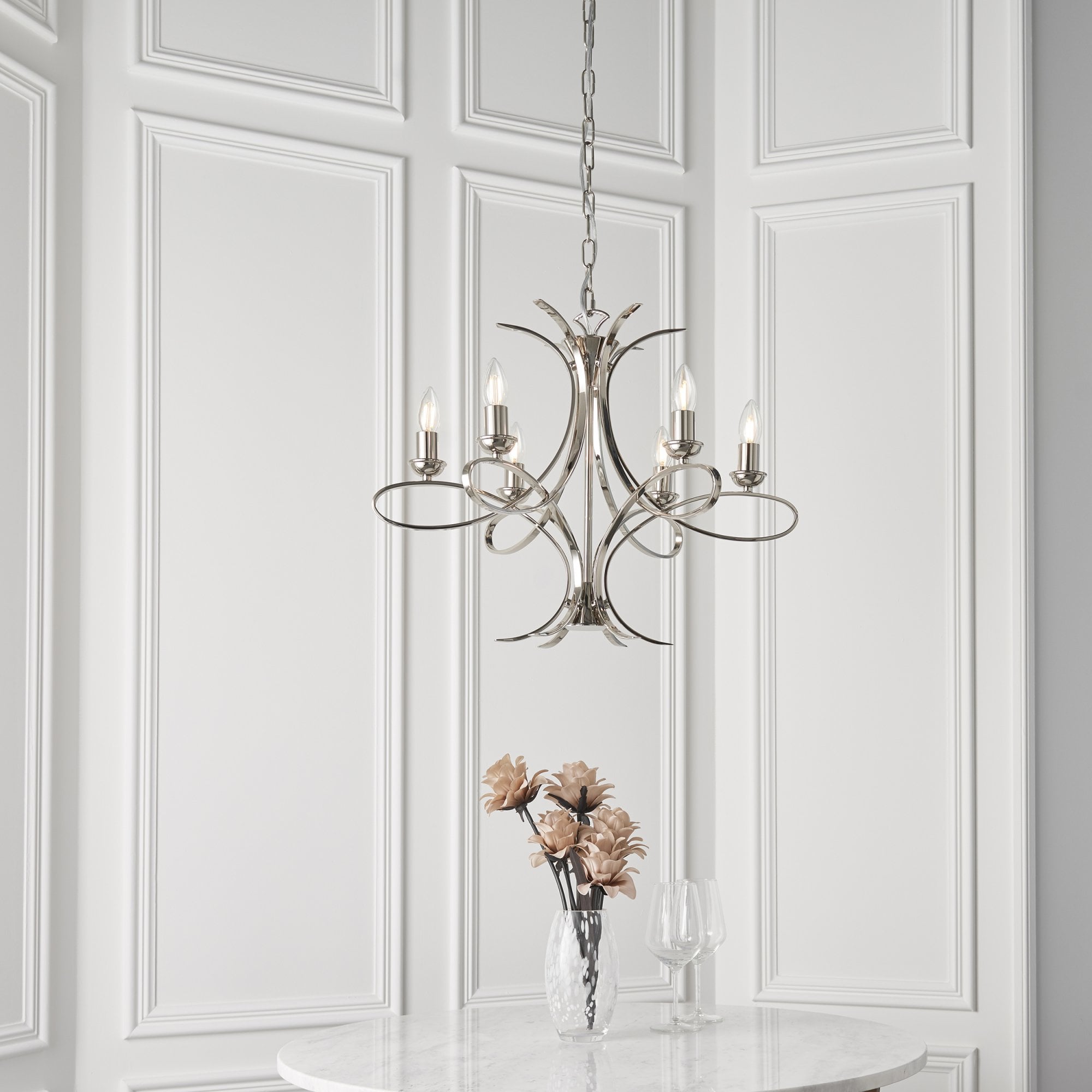 CA7P6N Penn 6 Light Chandelier Polished Nickel