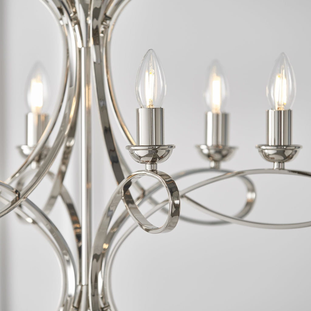 CA7P6N Penn 6 Light Chandelier Polished Nickel