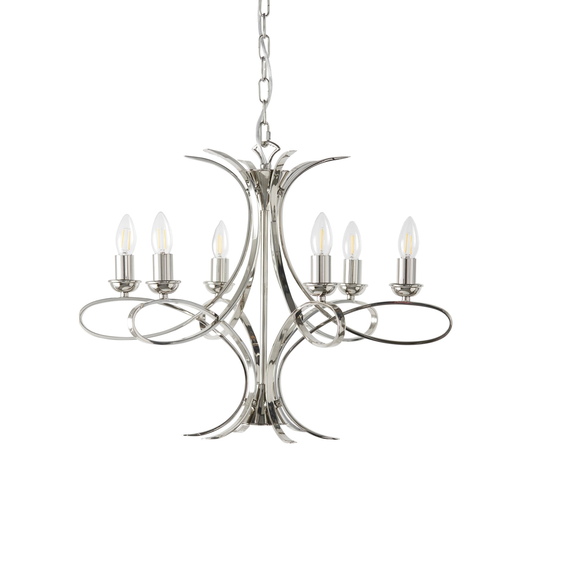 CA7P6N Penn 6 Light Chandelier Polished Nickel