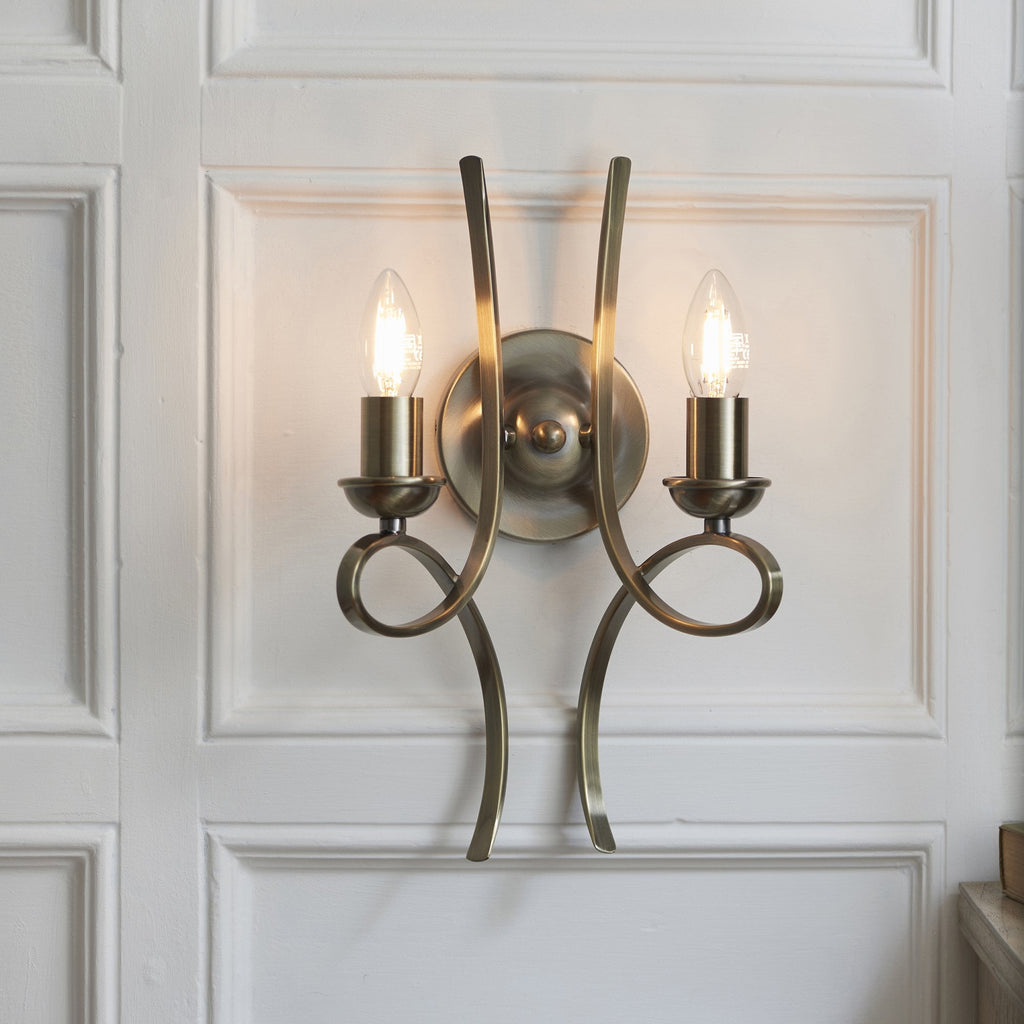CA7W2BB Penn Twin Wall Light Brushed Brass