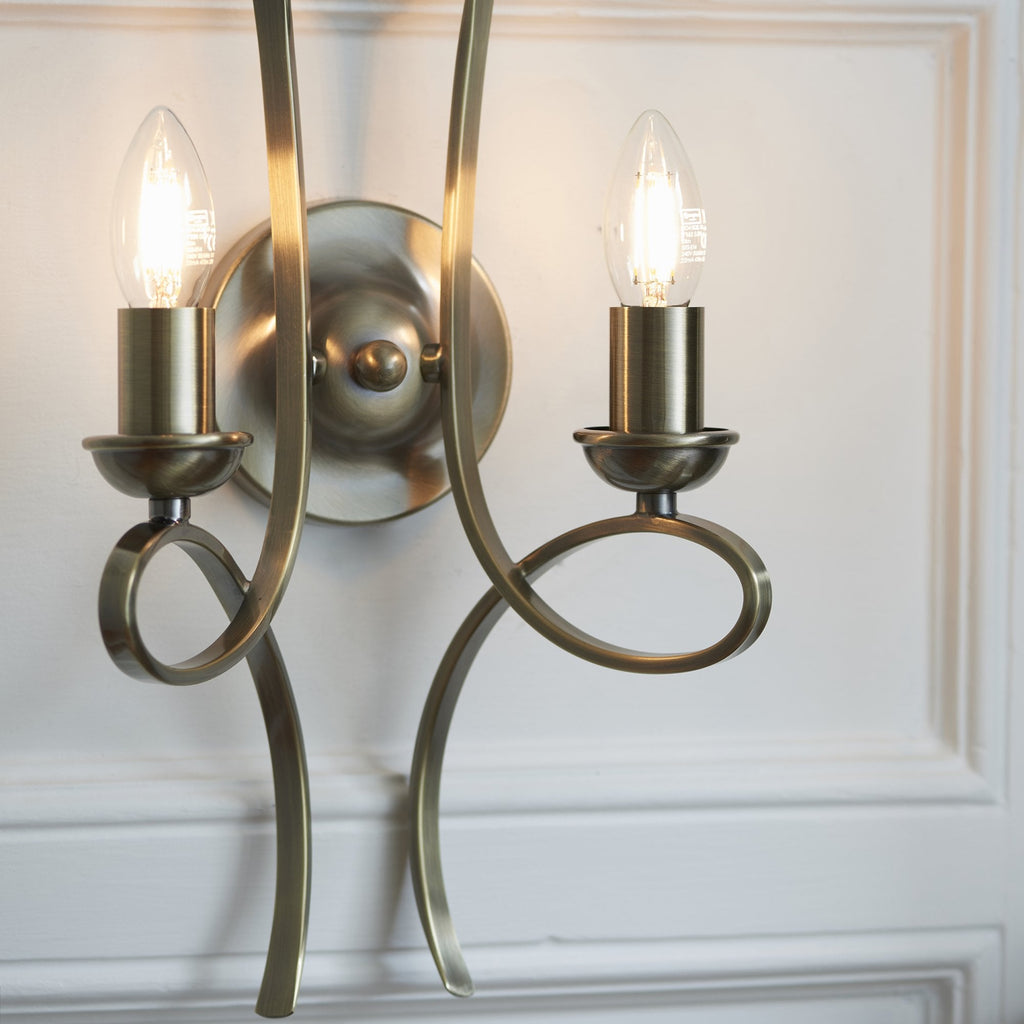 CA7W2BB Penn Twin Wall Light Brushed Brass