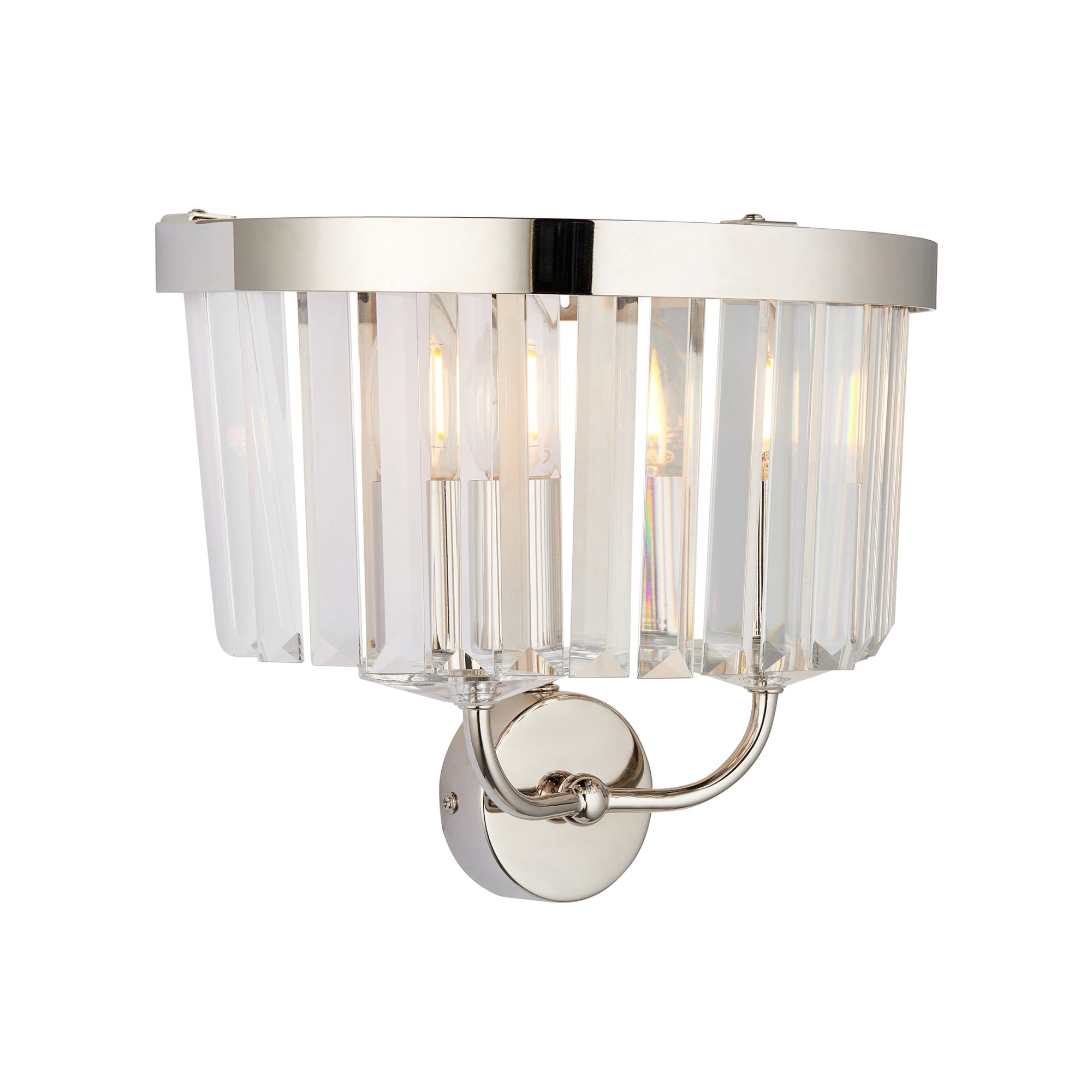 106448 2 Light Wall Light Bright Nickel Plate & Clear Cut Glass