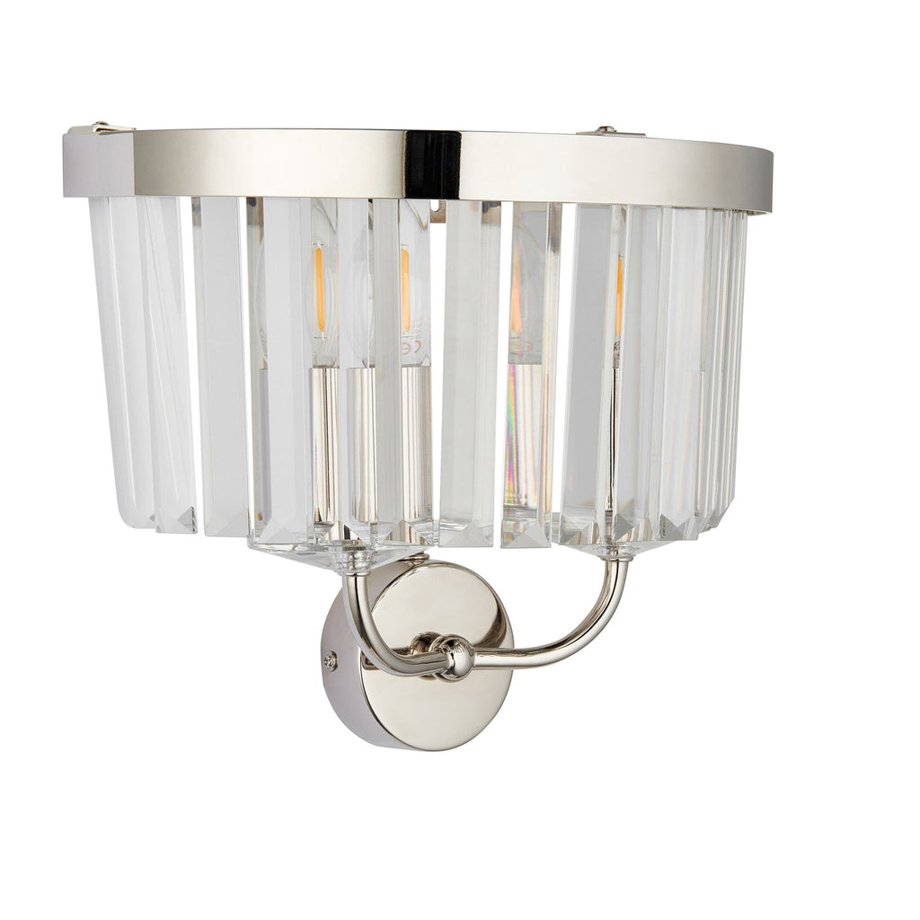 106448 2 Light Wall Light Bright Nickel Plate & Clear Cut Glass