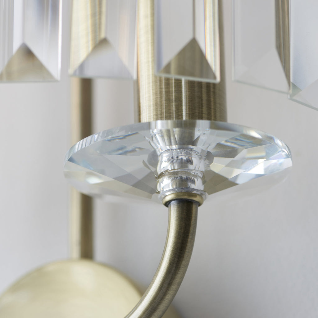 106450 2 Light Wall Light Antique Brass Plate & Clear Cut Glass