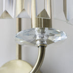 106450 2 Light Wall Light Antique Brass Plate & Clear Cut Glass