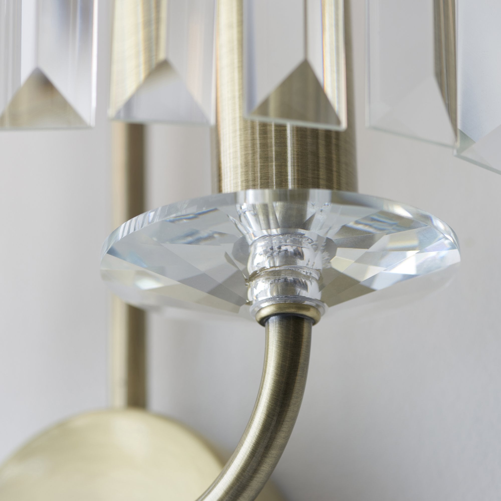 106450 2 Light Wall Light Antique Brass Plate & Clear Cut Glass