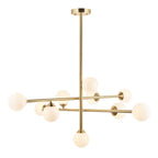 106754 10 Light Pendant Satin Brass Plate & Gloss White Glass