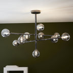 106755 10 Light Pendant Black Chrome Plate & Smoked Mirror Glass