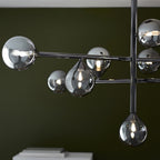106755 10 Light Pendant Black Chrome Plate & Smoked Mirror Glass