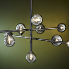 106755 10 Light Pendant Black Chrome Plate & Smoked Mirror Glass