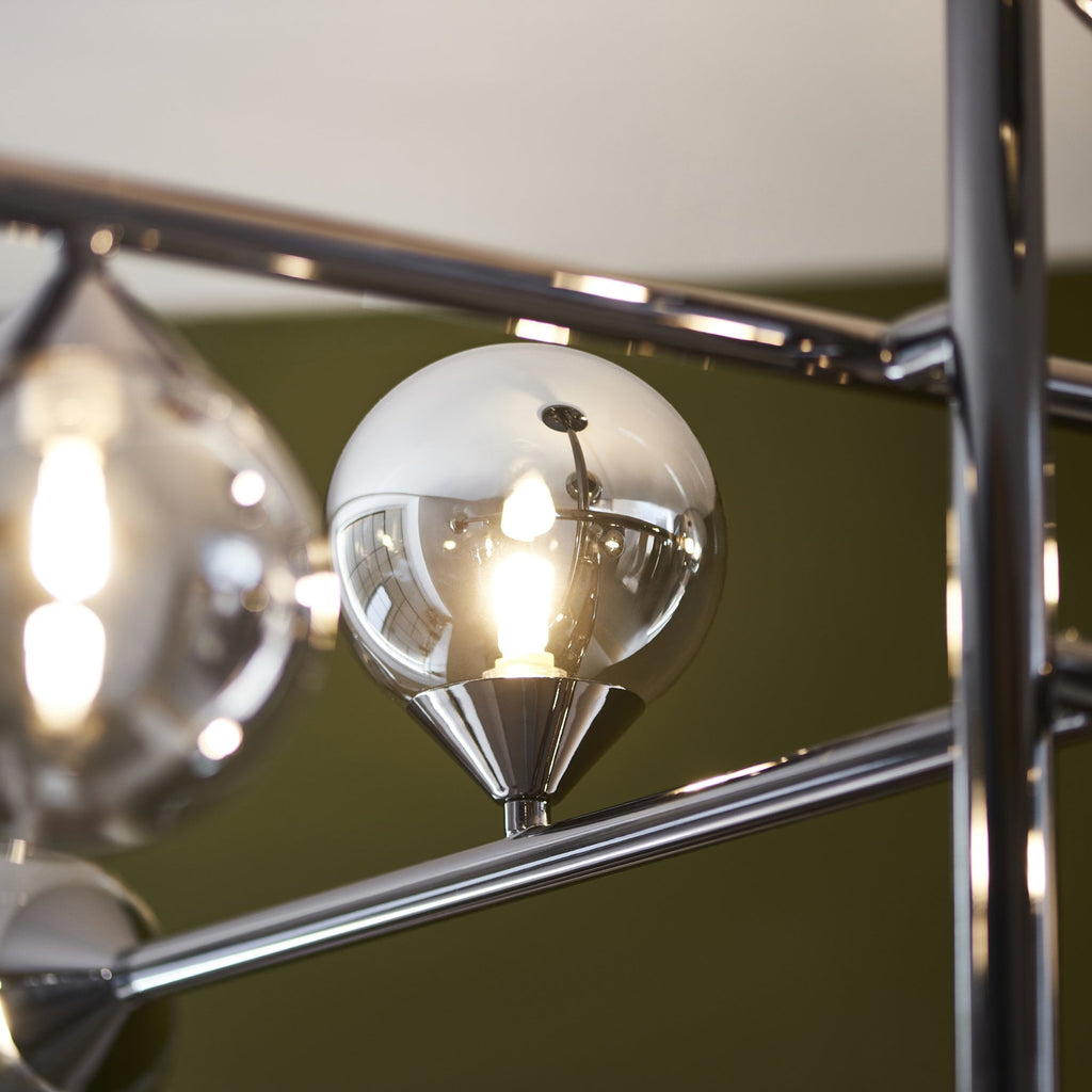 106755 10 Light Pendant Black Chrome Plate & Smoked Mirror Glass