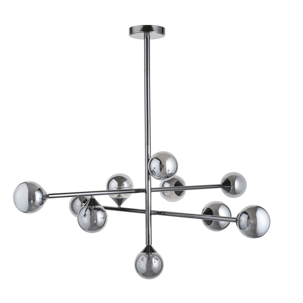 106755 10 Light Pendant Black Chrome Plate & Smoked Mirror Glass