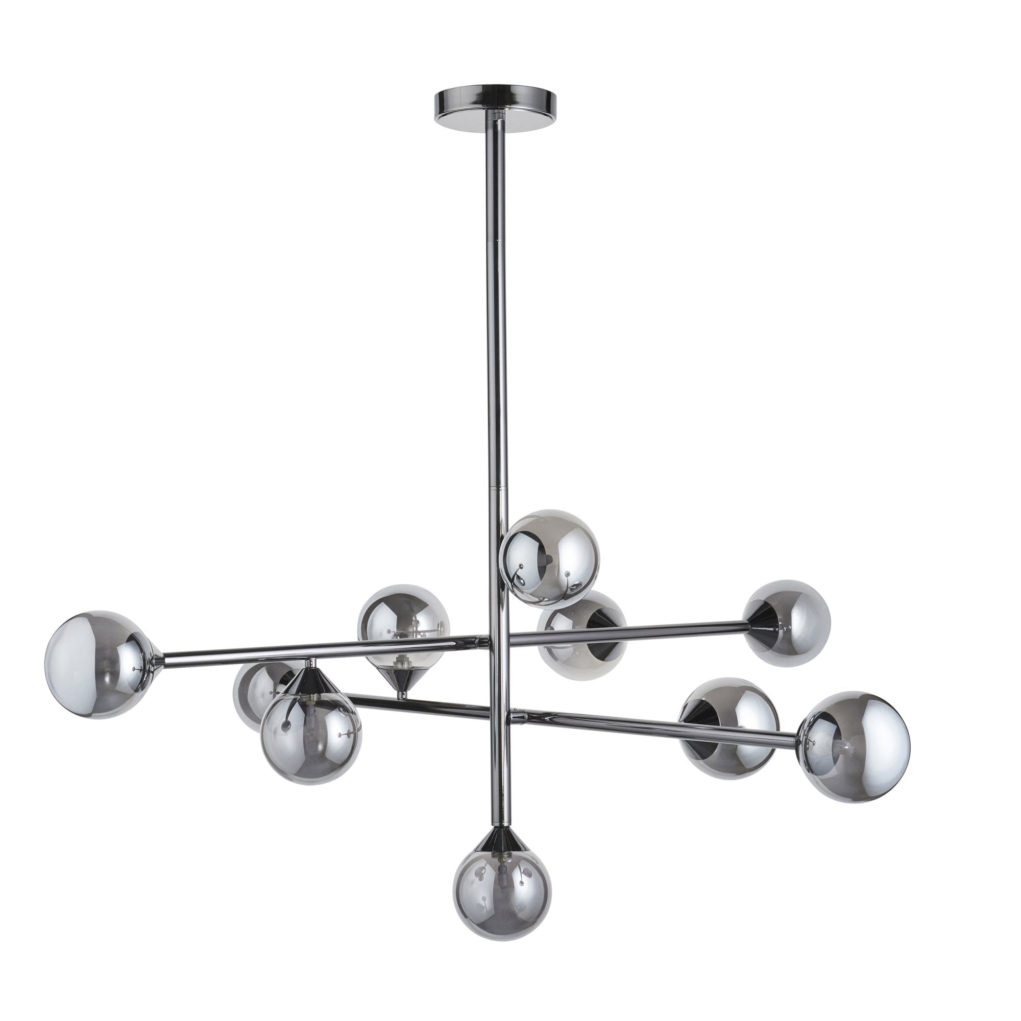 106755 10 Light Pendant Black Chrome Plate & Smoked Mirror Glass