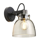 107011 1 Light Wall Light Smokey Grey Tinted Glass & Black Chrome Plate