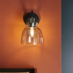 107011 1 Light Wall Light Smokey Grey Tinted Glass & Black Chrome Plate
