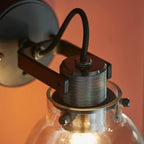 107011 1 Light Wall Light Smokey Grey Tinted Glass & Black Chrome Plate