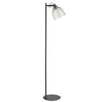 107013 1 Light Floor Lamp Smokey Grey Tinted Glass & Black Chrome Plate