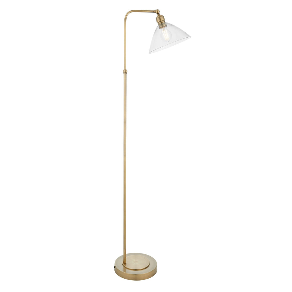 107609 1 Light Floor Lamp Antique Brass Plate & Clear Glass