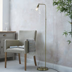 107609 1 Light Floor Lamp Antique Brass Plate & Clear Glass