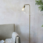 107609 1 Light Floor Lamp Antique Brass Plate & Clear Glass