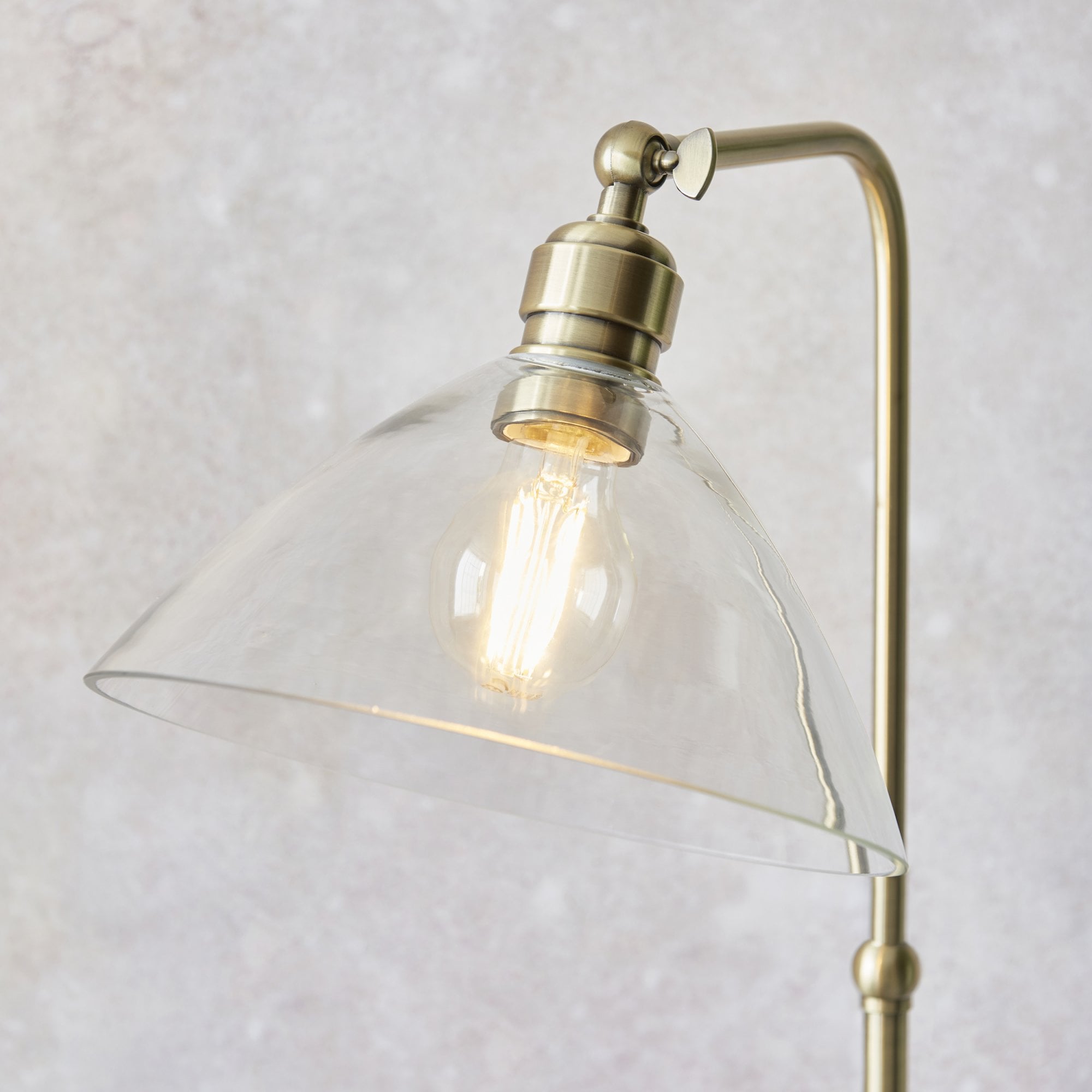 107609 1 Light Floor Lamp Antique Brass Plate & Clear Glass